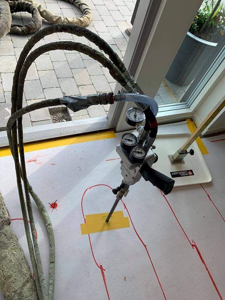 Floor lifting with PU injection – raising sunken industrial floors