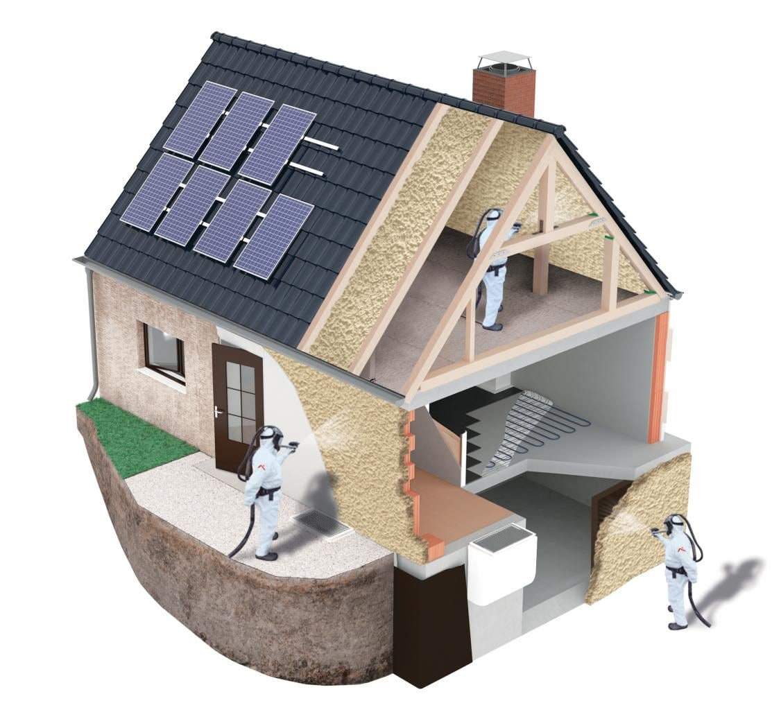 PUR spray insulation – seamless polyurethane foam on industrial roof